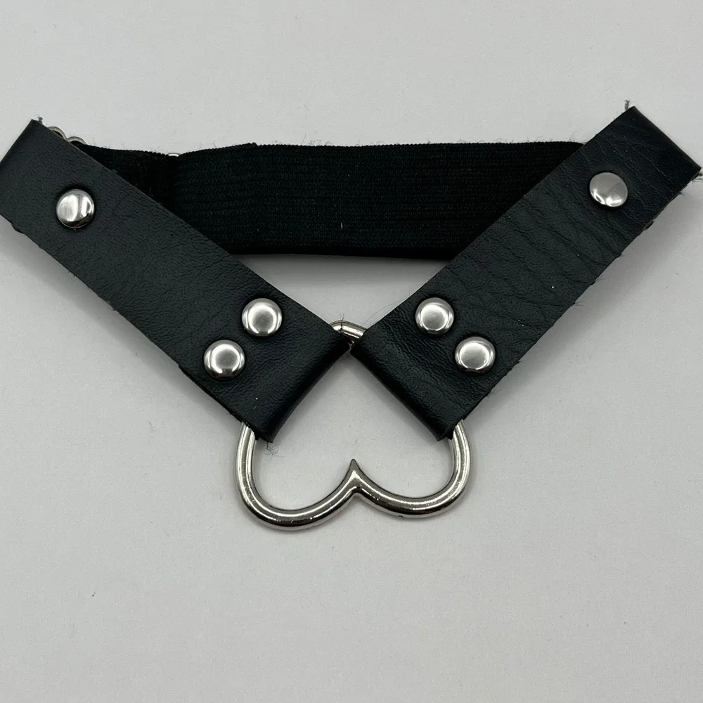 Vintage Black Faux Leather Heart Garter Belt Gothic‎ Punk Elastic Leg Ring Toy